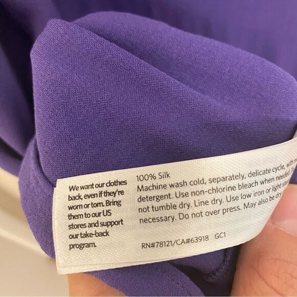 EILEEN FISHER 100% Silk Georgette maxi sleeveless Dress purple oversized S - Picture 11 of 14